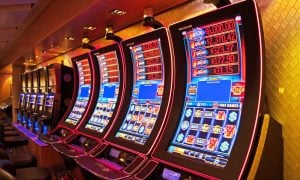 a row of slot machines