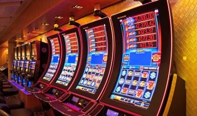 a row of slot machines