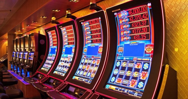 a row of slot machines