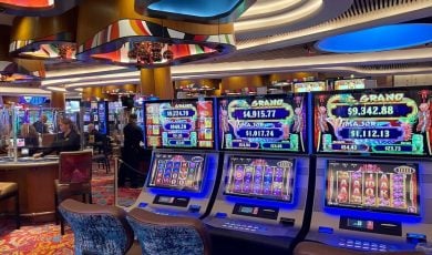 interior of the casino room of the hotel guitar hard rock in miami florida