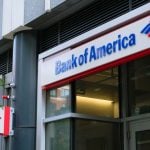 Bank of America logo sign at the office entrance