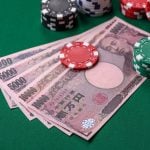 Casino game in the Japan, yen money, chips, cards and other attributes