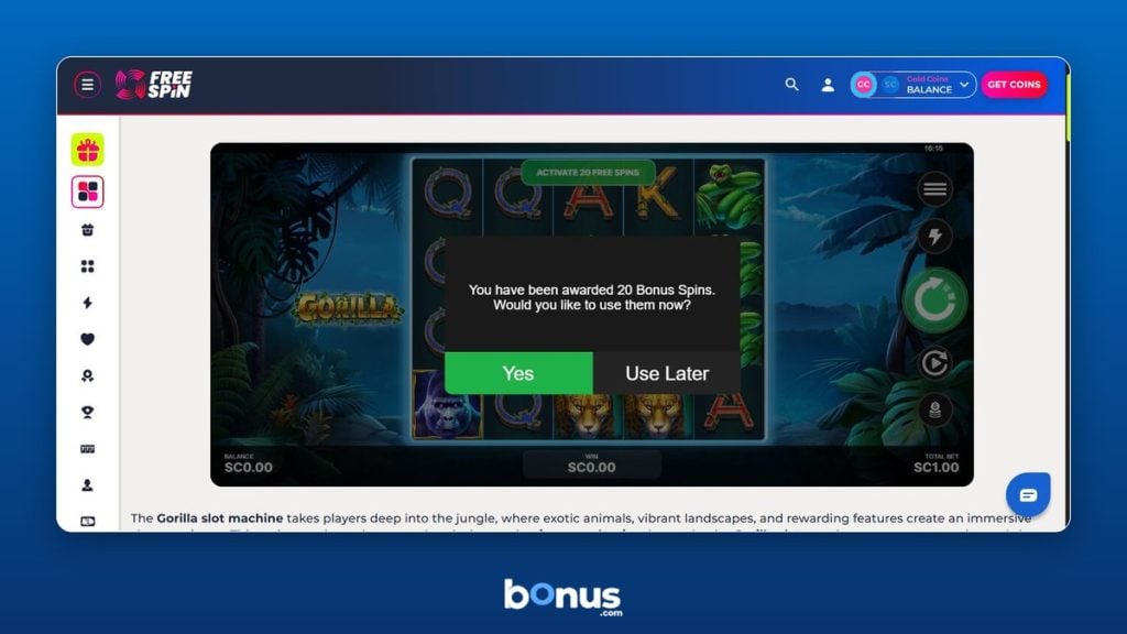 FreeSpin Gorilla free spins