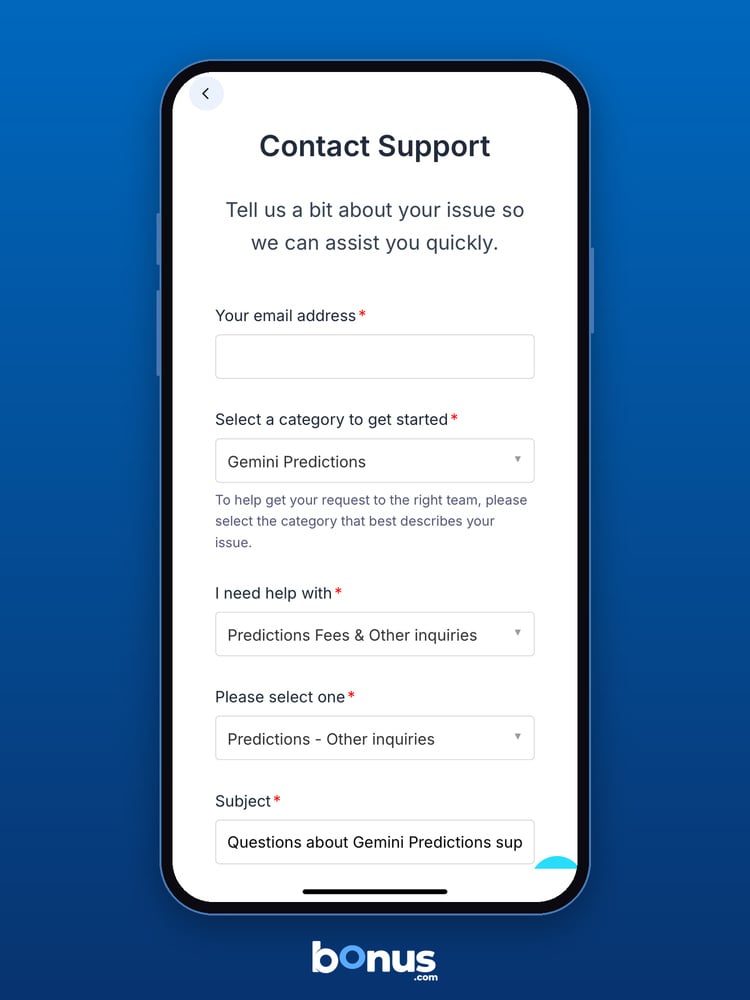 Gemini Predictions support form