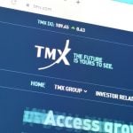 Homepage of tmx website on the display of PC, url - tmx.com.