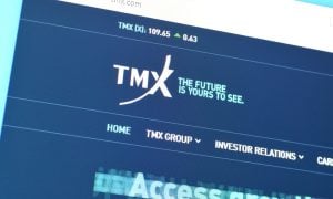 Homepage of tmx website on the display of PC, url - tmx.com.