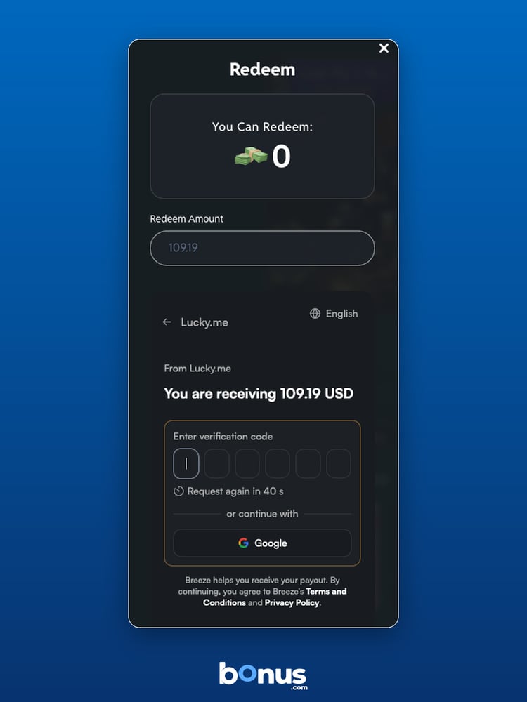 Lucky.Me - Redeem Verification Code Request
