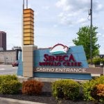 Seneca Buffalo Creek Casino ground sign at the entrance