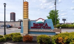 Seneca Buffalo Creek Casino ground sign at the entrance