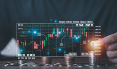 Stock market analysis with digital screen