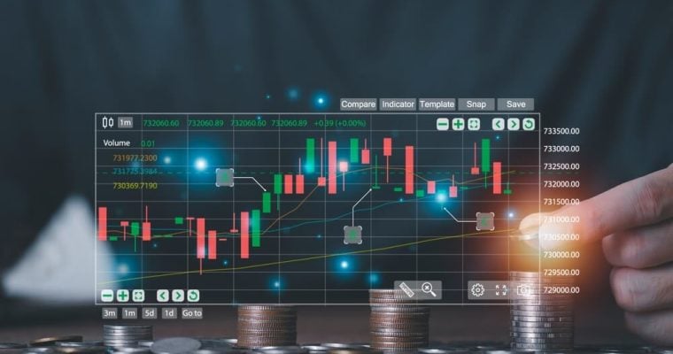 Stock market analysis with digital screen
