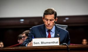 US Senator Richard Blumenthal prepares for the confirmation hearing of Daniel P. Driscoll
