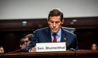 US Senator Richard Blumenthal prepares for the confirmation hearing of Daniel P. Driscoll