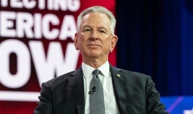 US Senator Tommy Tuberville speaks on the 1st day of CPAC Washington, DC conference at Gaylord National Harbor Resort Convention