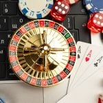 promotional or conceptual stock depiction of gambling items in an online gaming setting