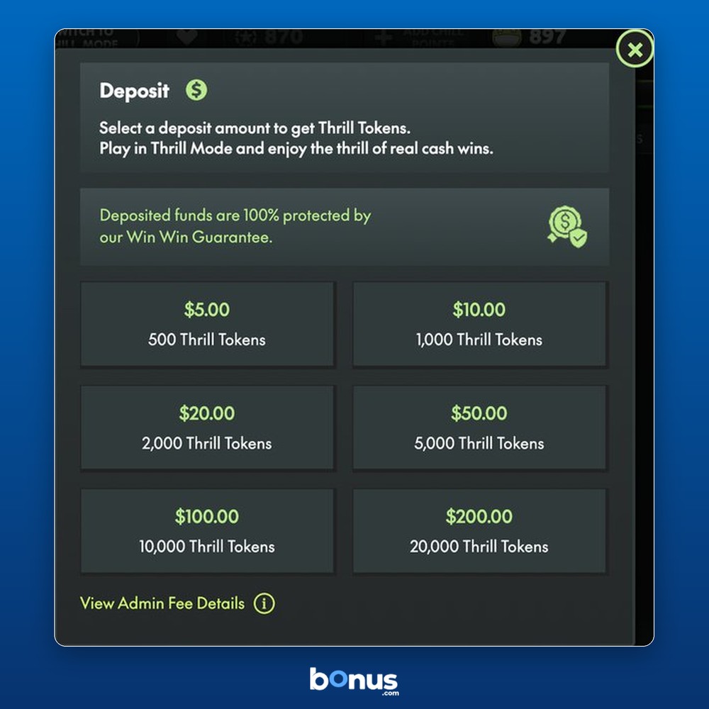 the deposit methods available before a first purchase.