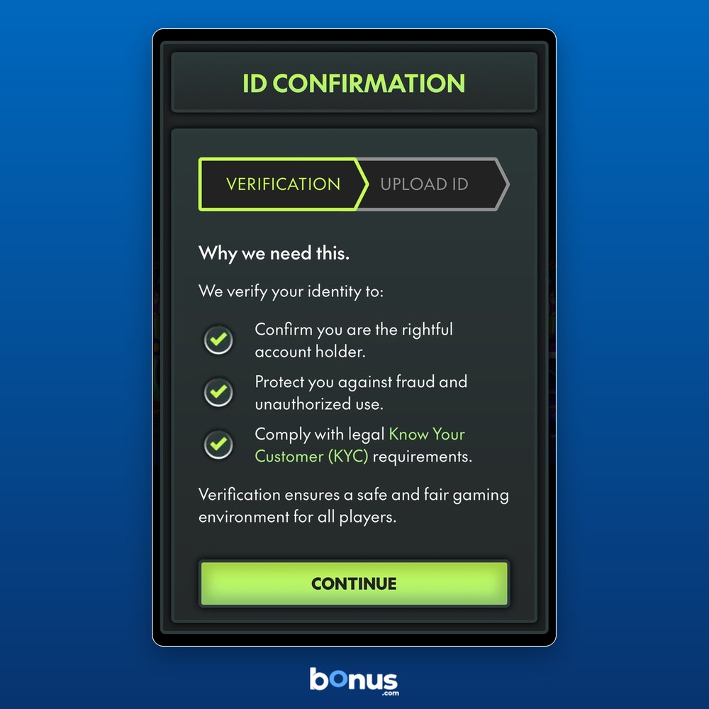 the stricter identity step, triggered only once a withdrawal is actually requested.